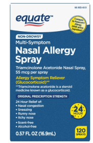 Equate Nasal Allergy Spray, 24 Hour Relief, Non-Drowsy, 120 Sprays