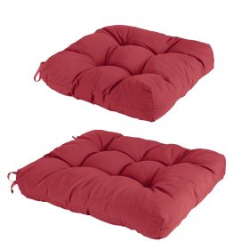 2Pcs Rocking Chair Cushion Upper And Lower Back And Seat Sets with Non-Slip Ties Polyester Fiber Filling Comfortable for Indoor Home Office Car (Option: WineRed)