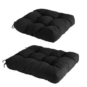 2Pcs Rocking Chair Cushion Upper And Lower Back And Seat Sets with Non-Slip Ties Polyester Fiber Filling Comfortable for Indoor Home Office Car (Option: Black)